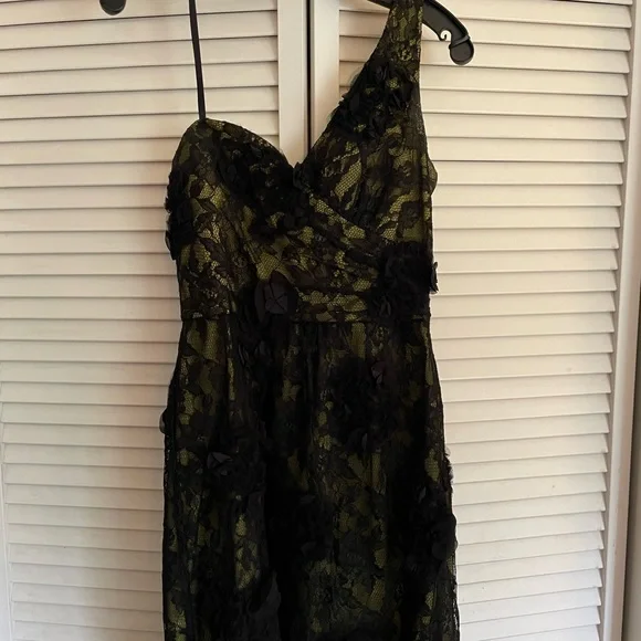 knee length dresses for ladies White House Black Market Yellow Geometric Lace Overlay Fit & Flare Dre –  theuntamedthread.com main image 1